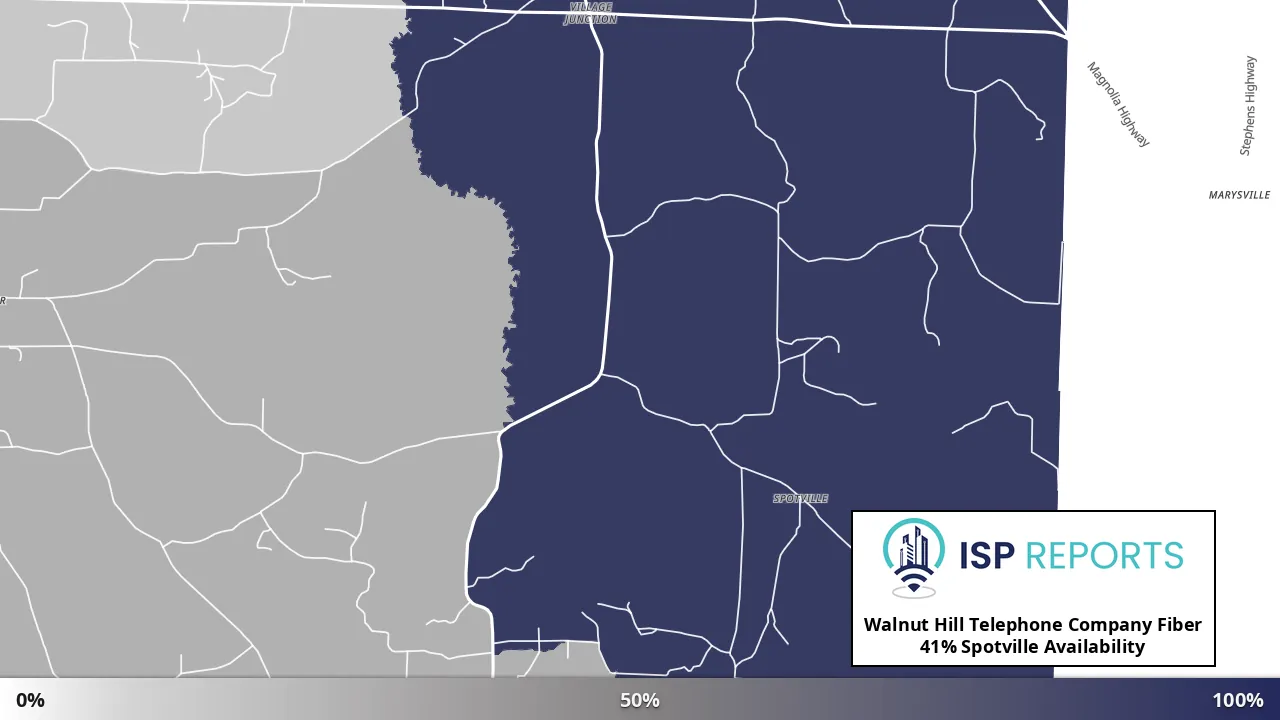 Spotville, AR map of internet availability