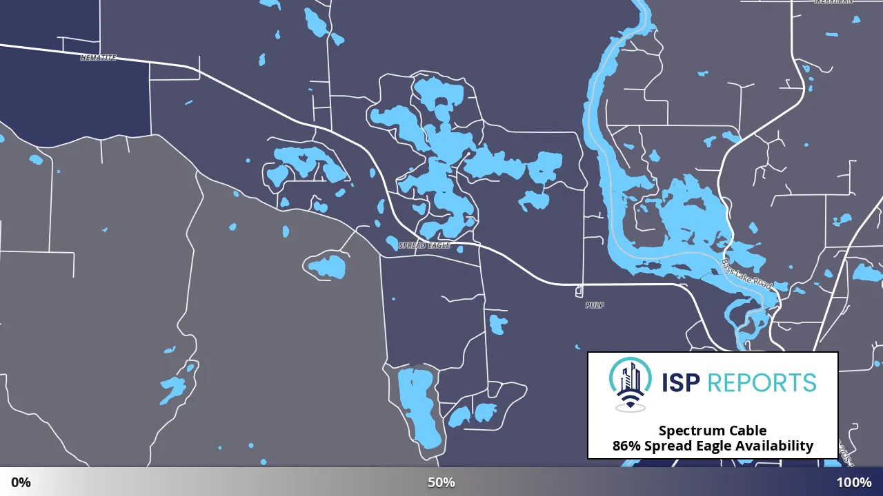 Spread Eagle, WI map of internet availability