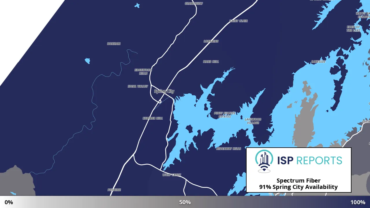 Spring City, TN map of internet availability