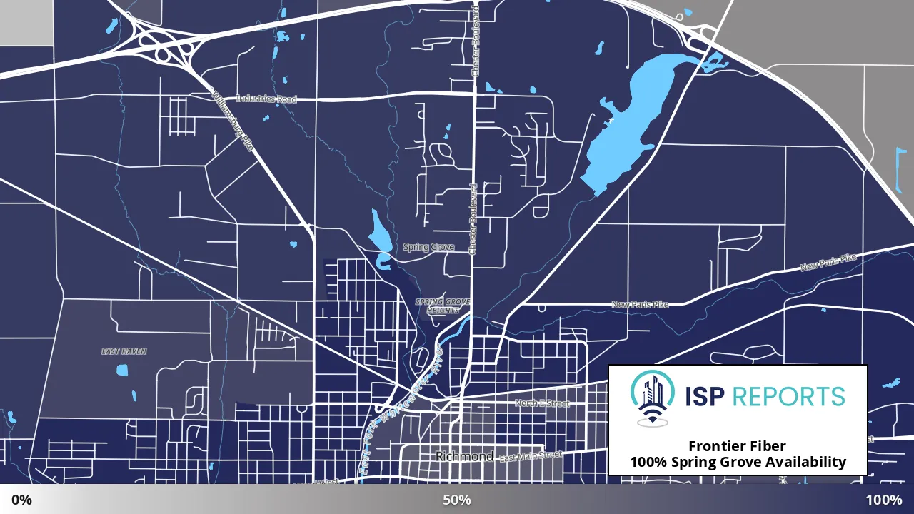 Spring Grove, IN map of internet availability