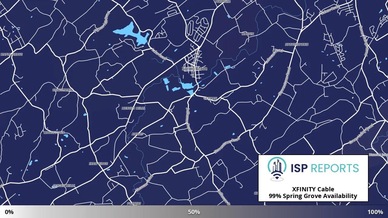 Spring Grove, PA map of internet availability