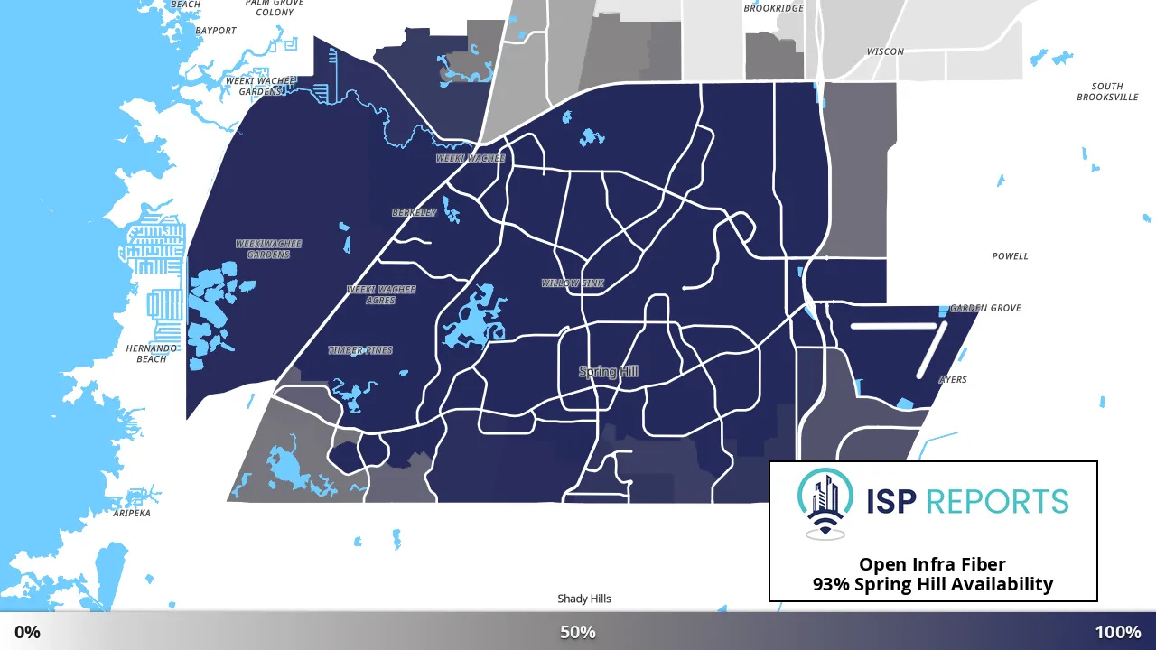Spring Hill, FL map of internet availability
