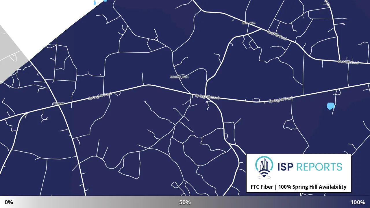 Spring Hill, SC map of internet availability