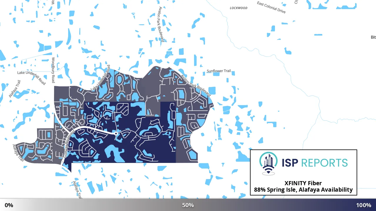 Spring Isle, Alafaya, FL map of internet availability