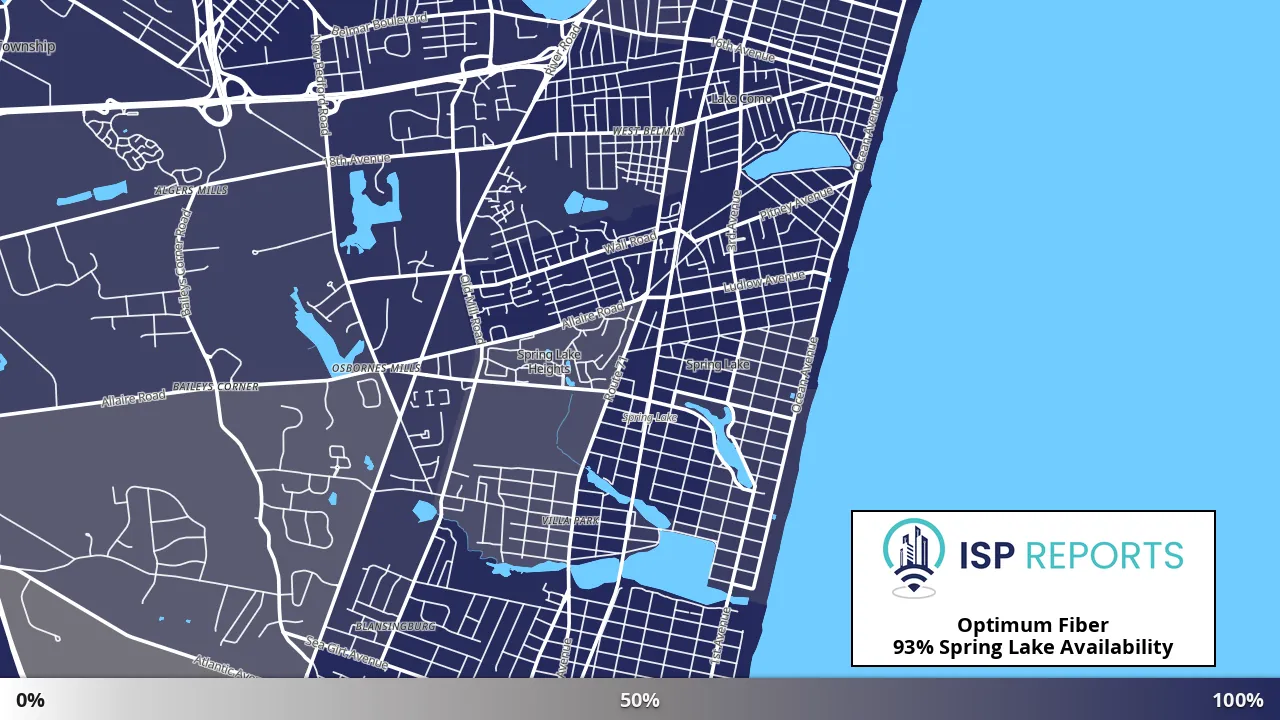 Spring Lake, NJ map of internet availability
