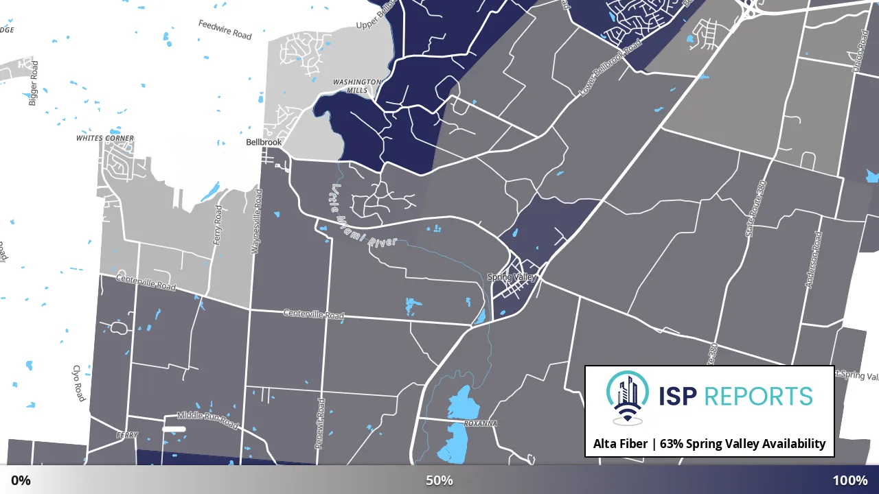 Spring Valley, OH map of internet availability