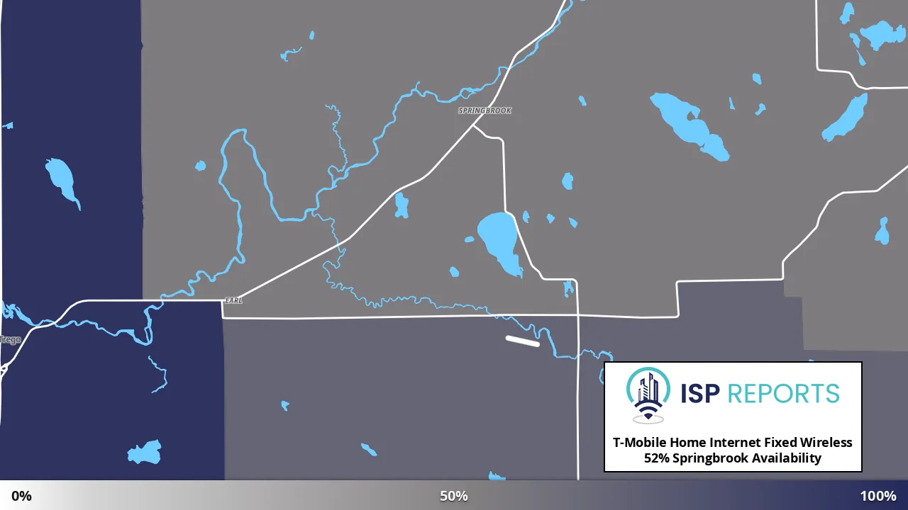 Springbrook, WI map of internet availability