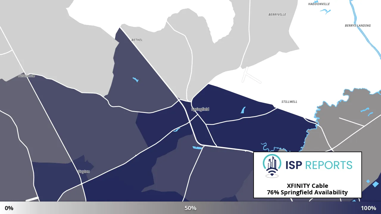 Springfield, GA map of internet availability