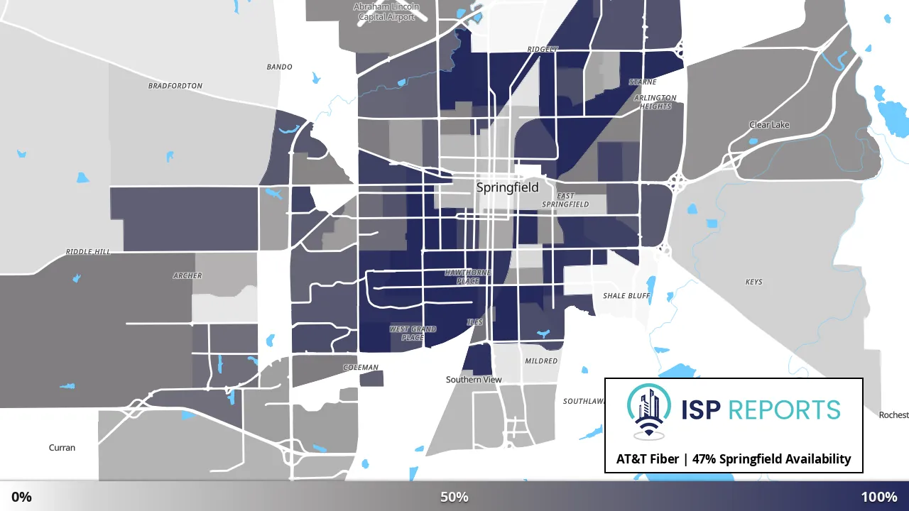 Springfield, IL map of internet availability