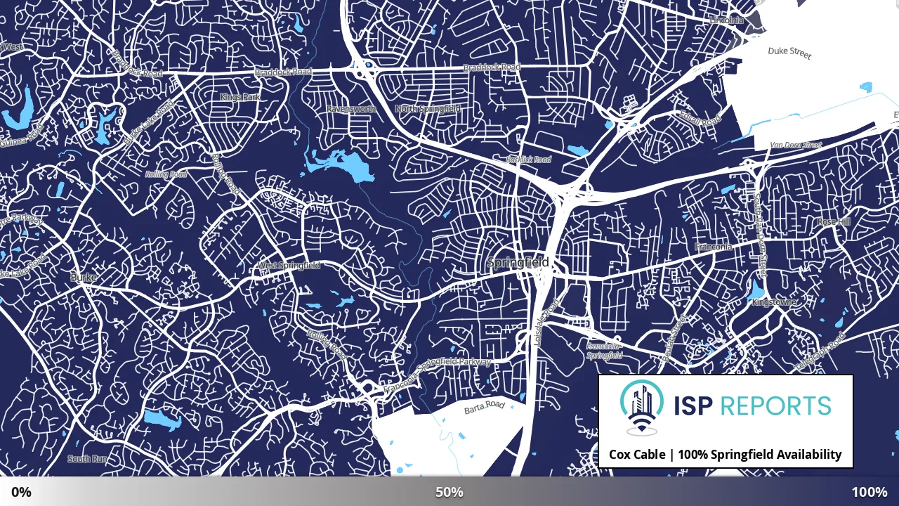 Springfield, VA map of internet availability