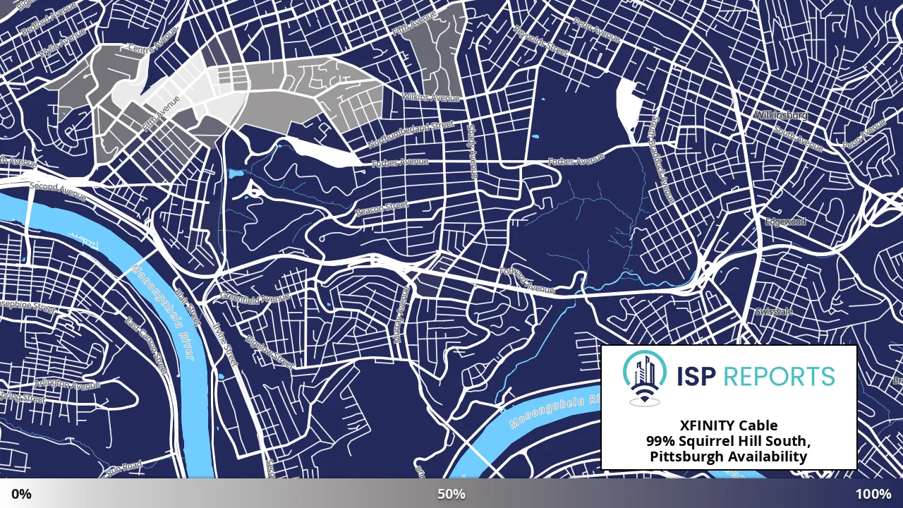 Squirrel Hill South, Pittsburgh, PA map of internet availability