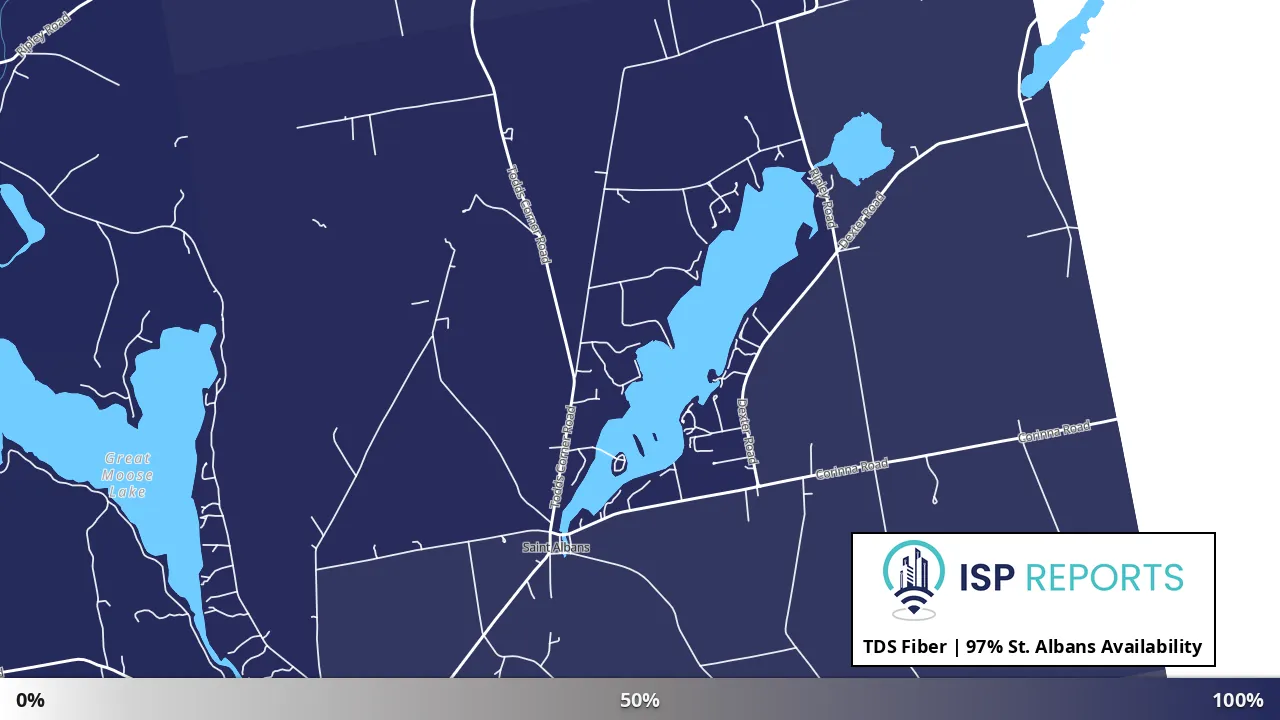 St. Albans, ME map of internet availability