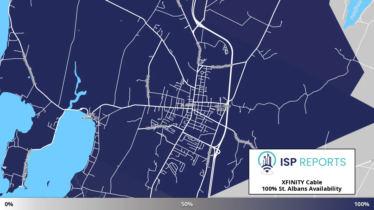 St. Albans, VT map of internet availability