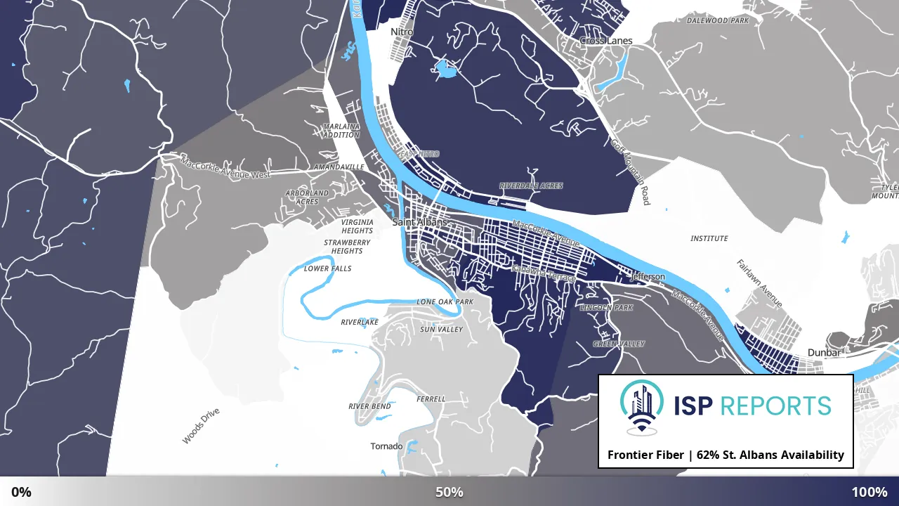 St. Albans, WV map of internet availability