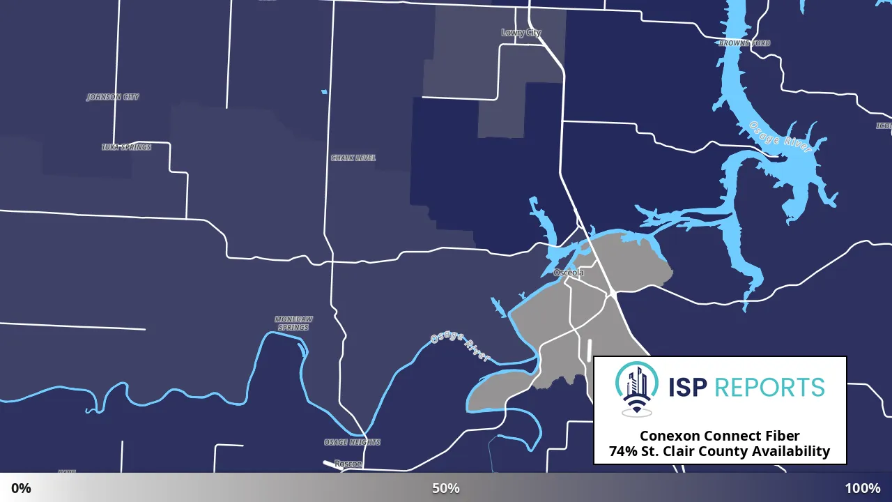 St. Clair County, MO map of internet availability