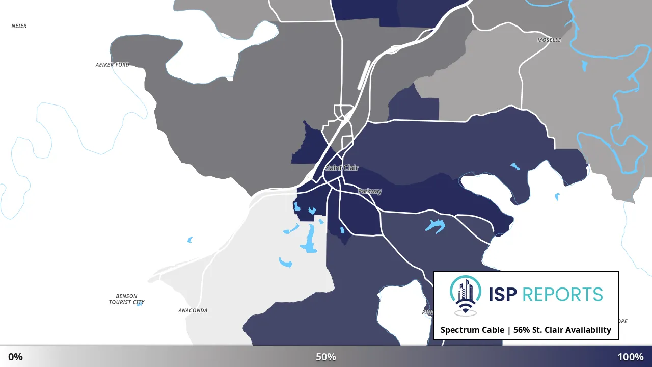 St. Clair, MO map of internet availability