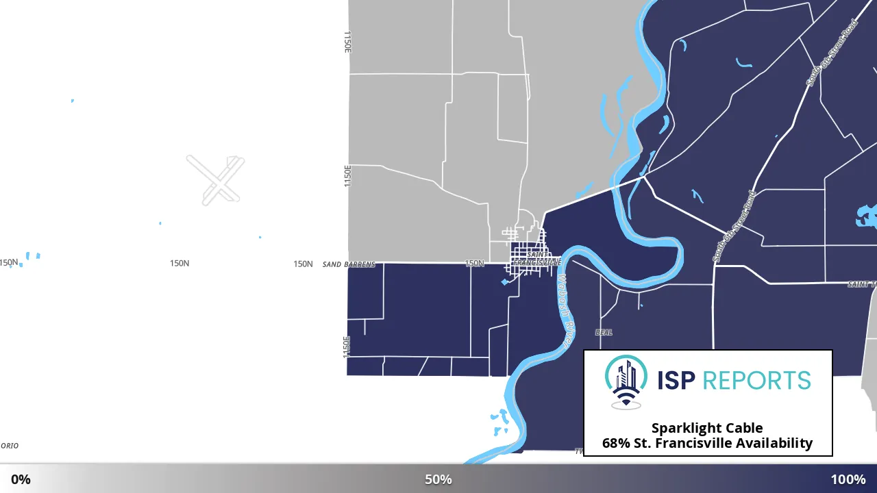 St. Francisville, IL map of internet availability