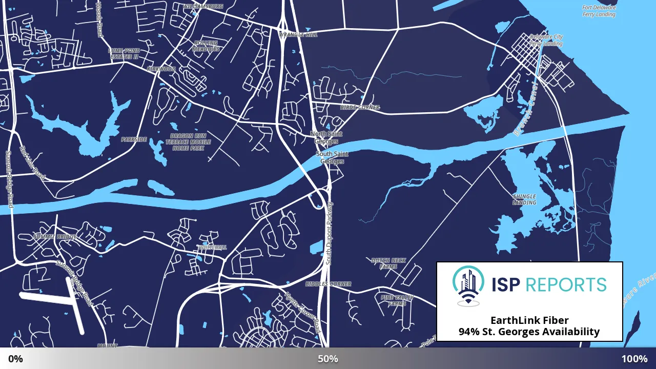 St. Georges, DE map of internet availability