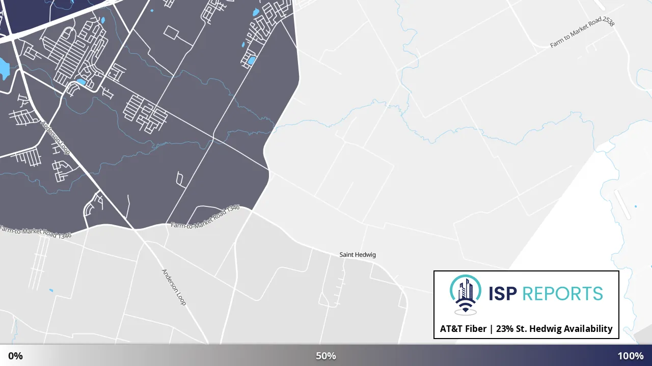St. Hedwig, TX map of internet availability