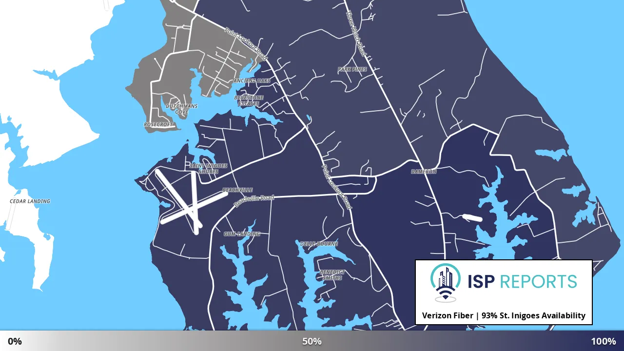 St. Inigoes, MD map of internet availability