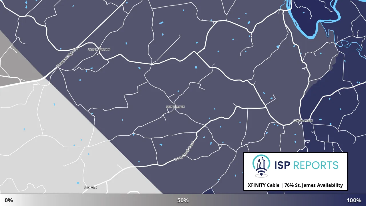 St. James, TN map of internet availability