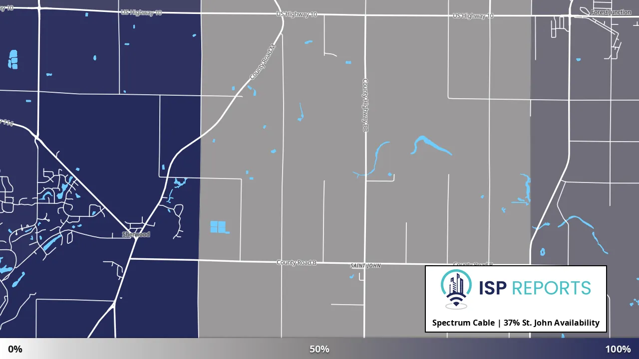St. John, WI map of internet availability