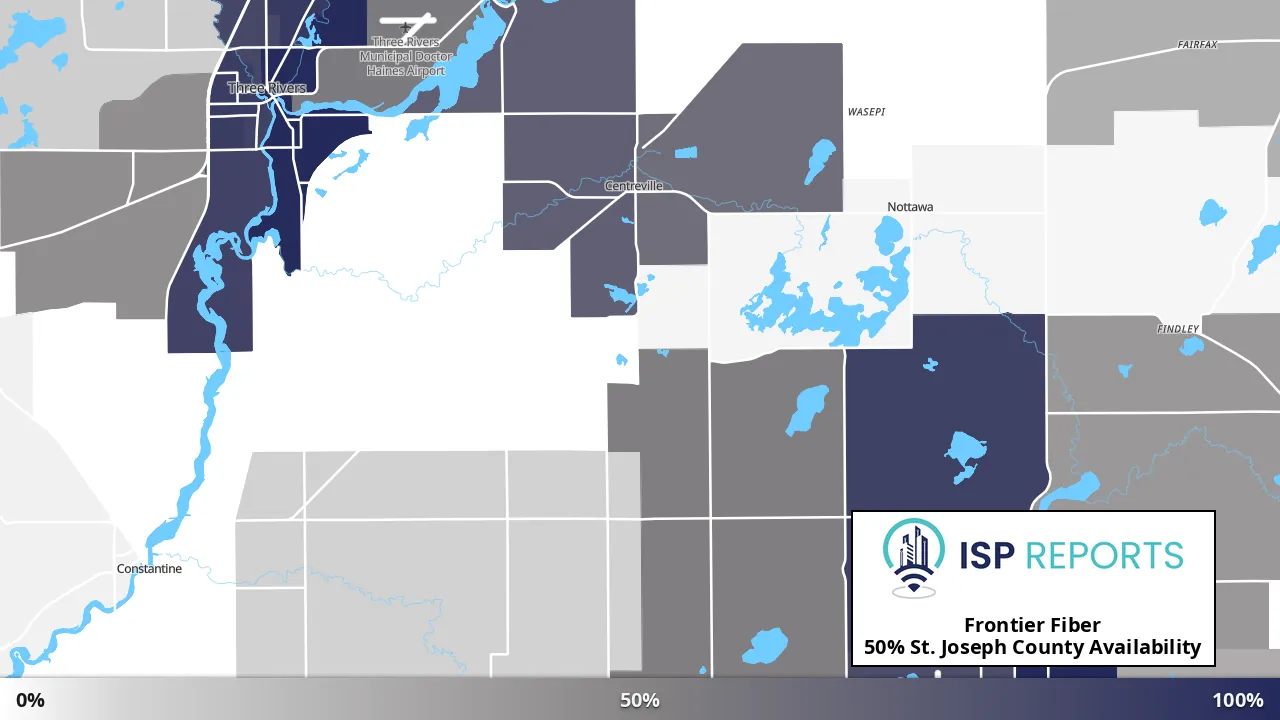 St. Joseph County, MI map of internet availability
