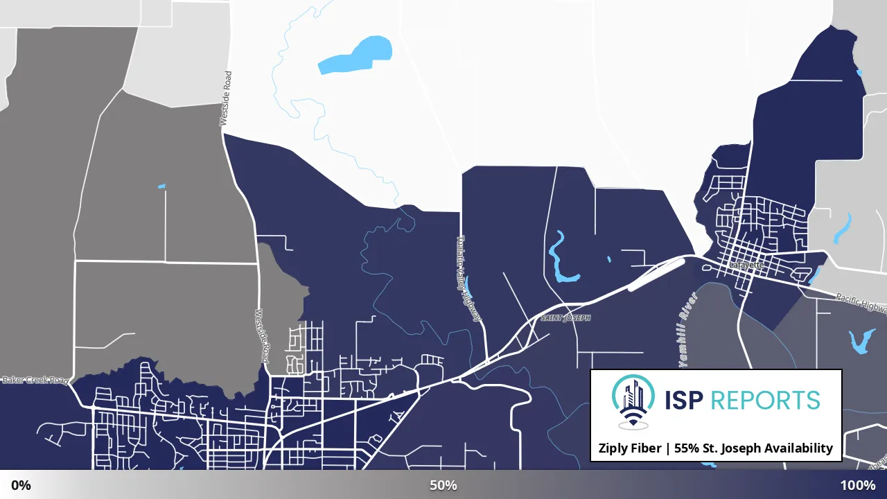 St. Joseph, OR map of internet availability
