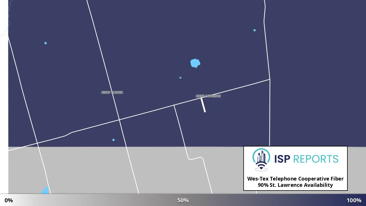 St. Lawrence, TX map of internet availability