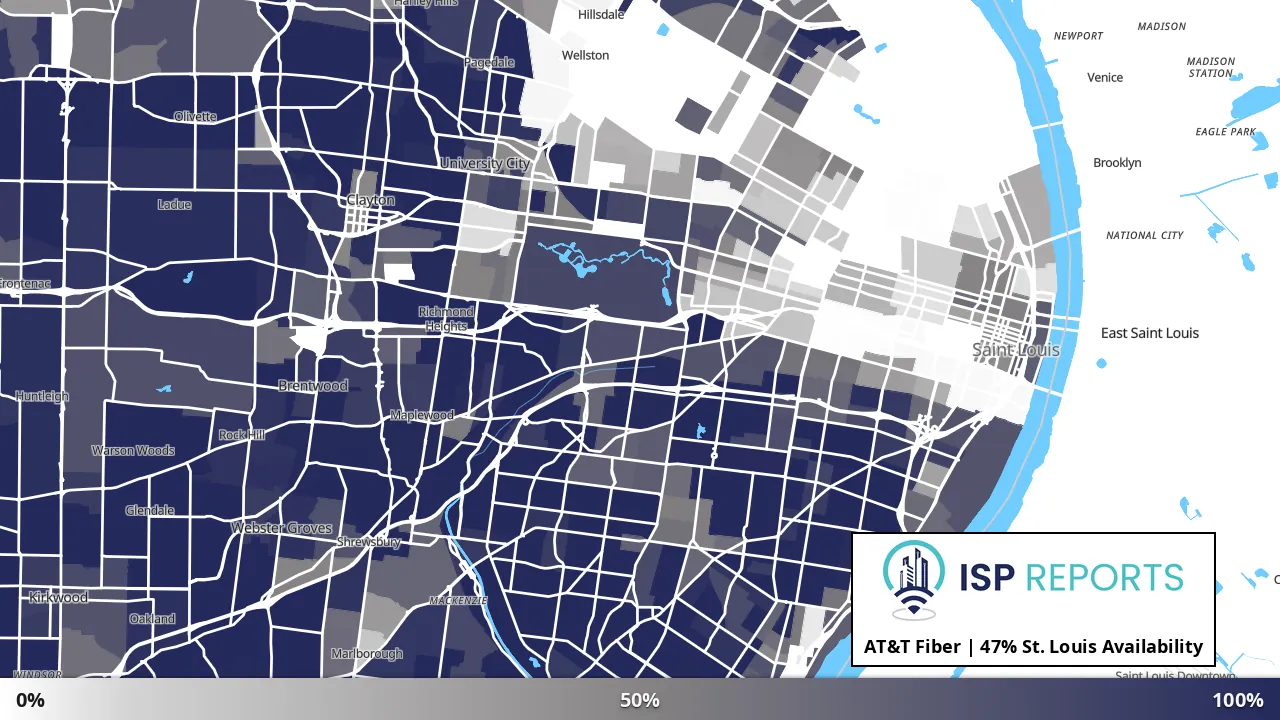 St. Louis, MO map of internet availability
