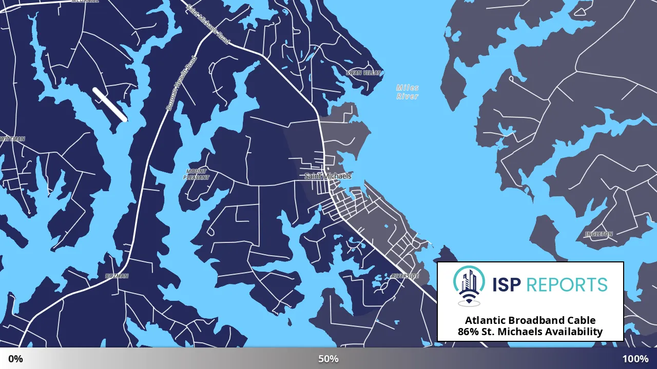 St. Michaels, MD map of internet availability