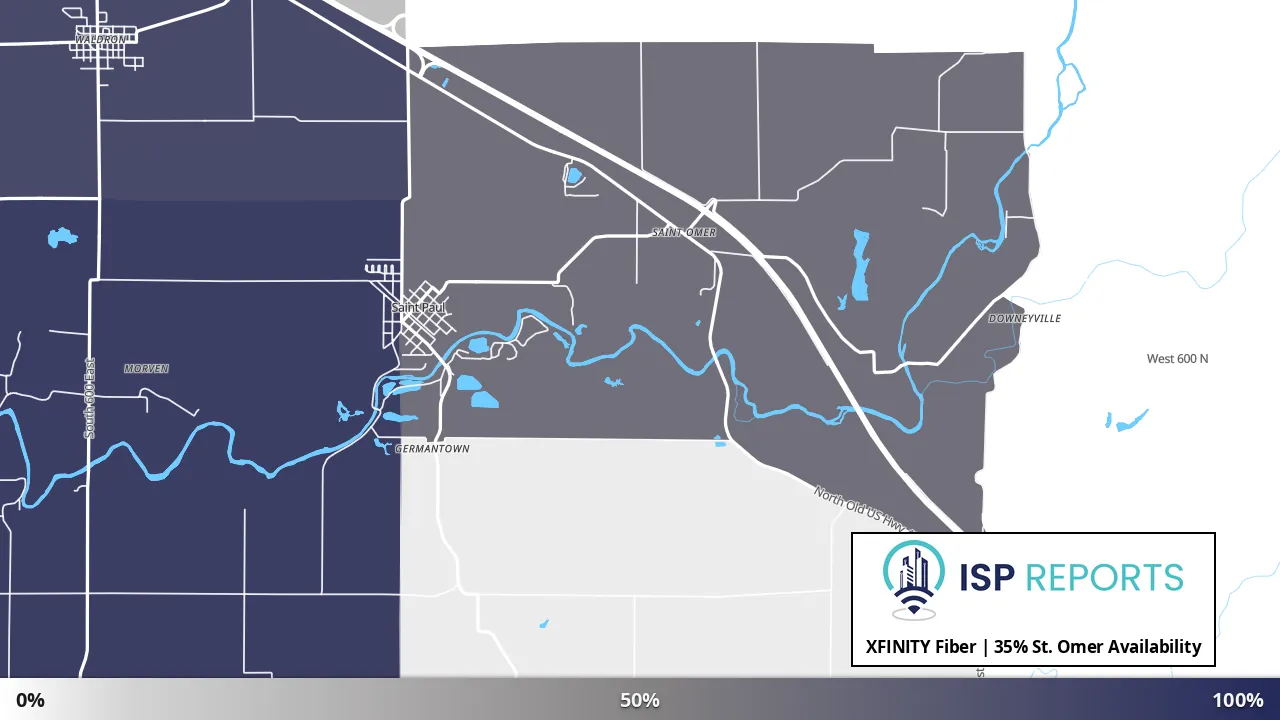 St. Omer, IN map of internet availability