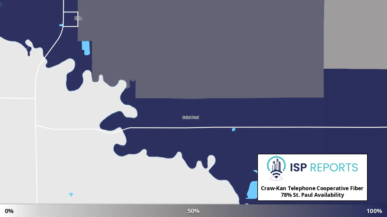 St. Paul, KS map of internet availability