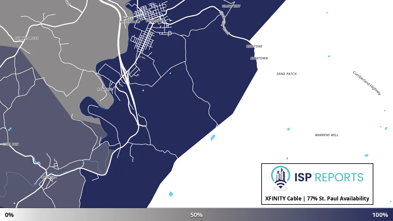 St. Paul, PA map of internet availability