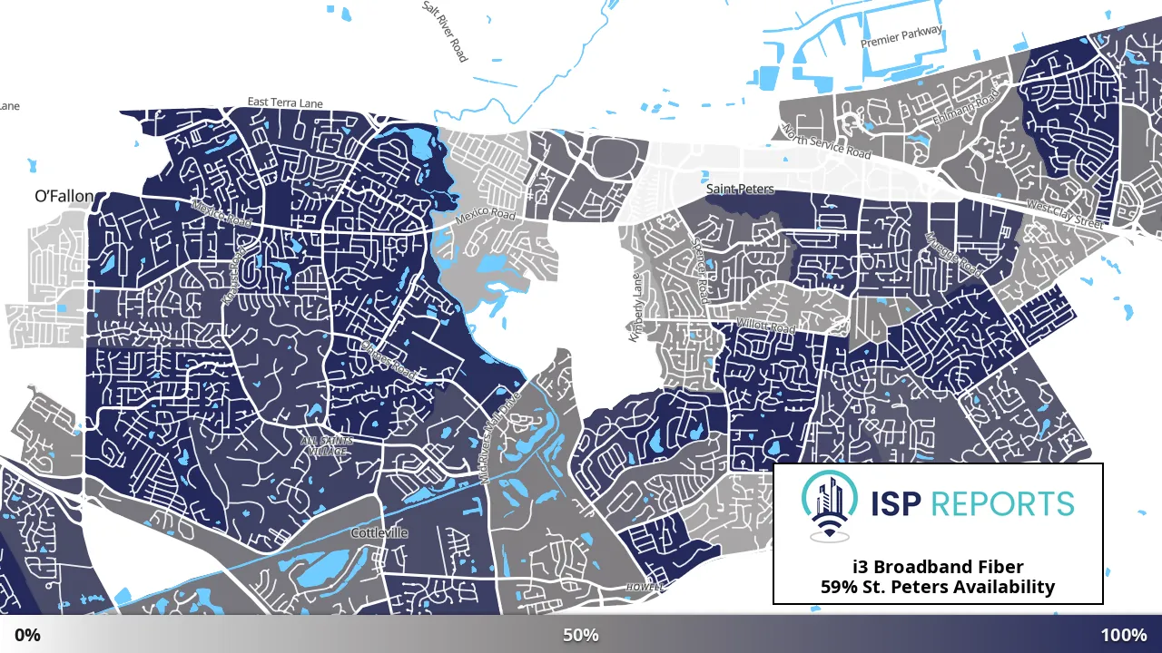 St. Peters, MO map of internet availability