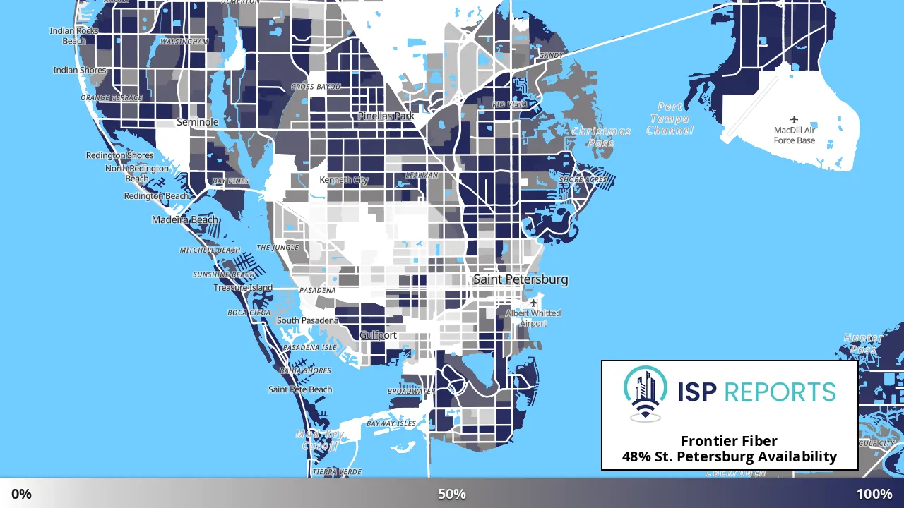 St. Petersburg, FL map of internet availability