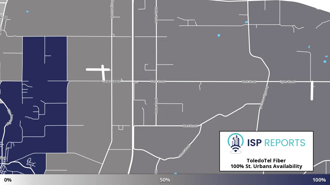 St. Urbans, WA map of internet availability