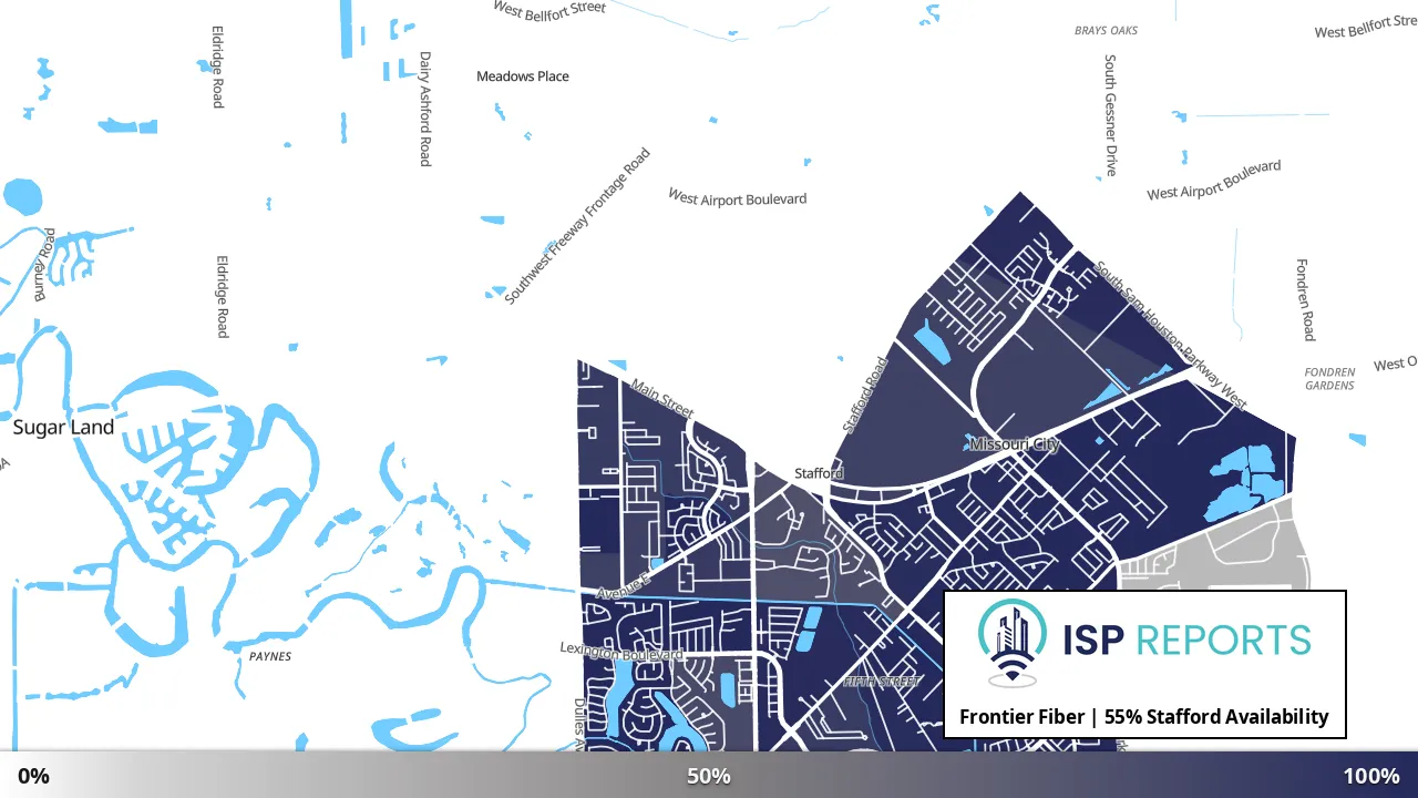 Stafford, TX map of internet availability