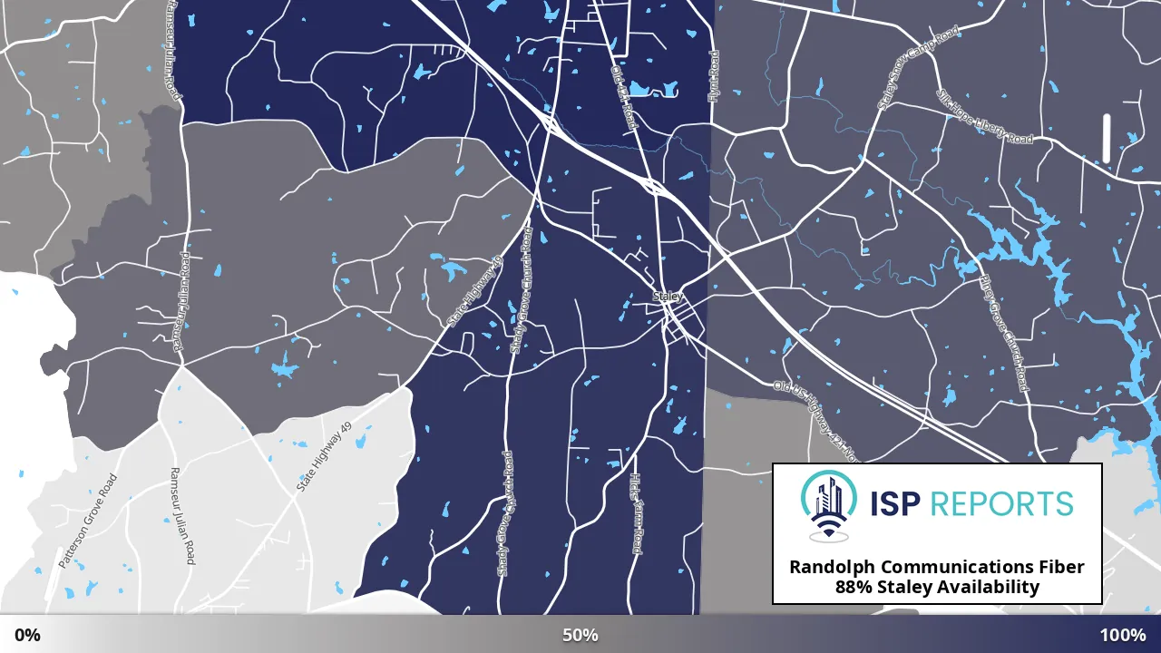 Staley, NC map of internet availability