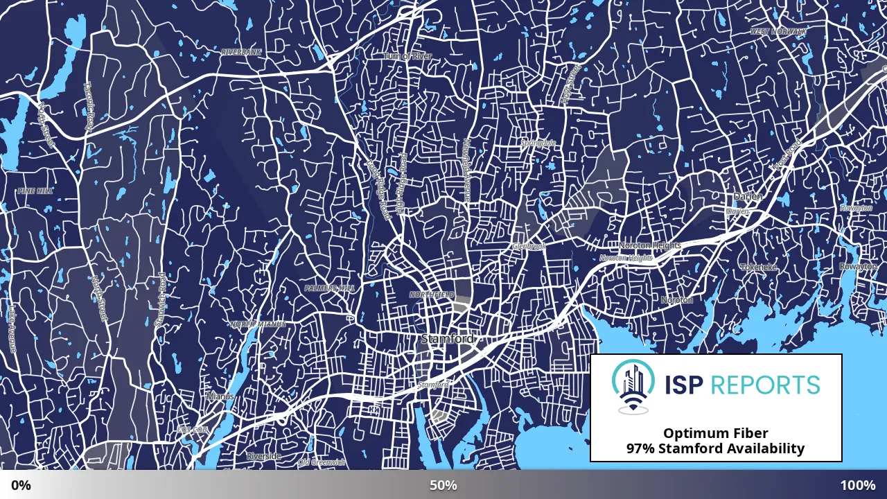 Stamford, CT map of internet availability