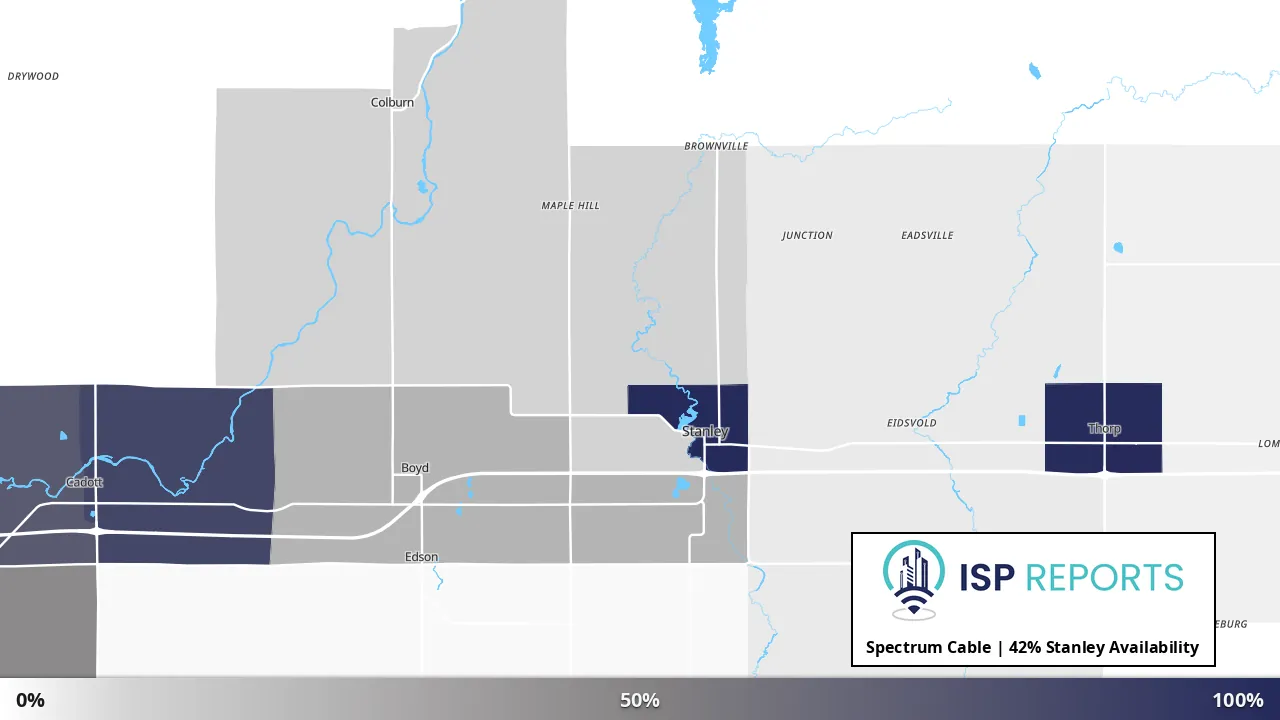 Stanley, WI map of internet availability