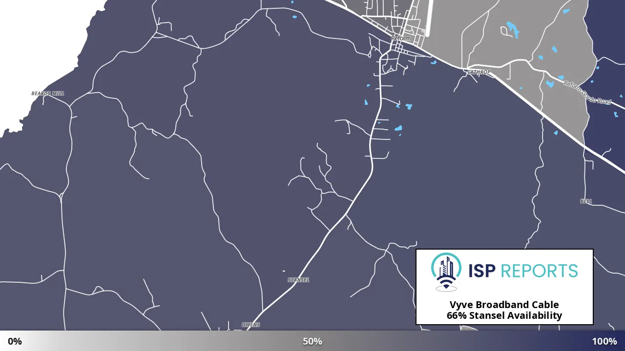 Stansel, AL map of internet availability