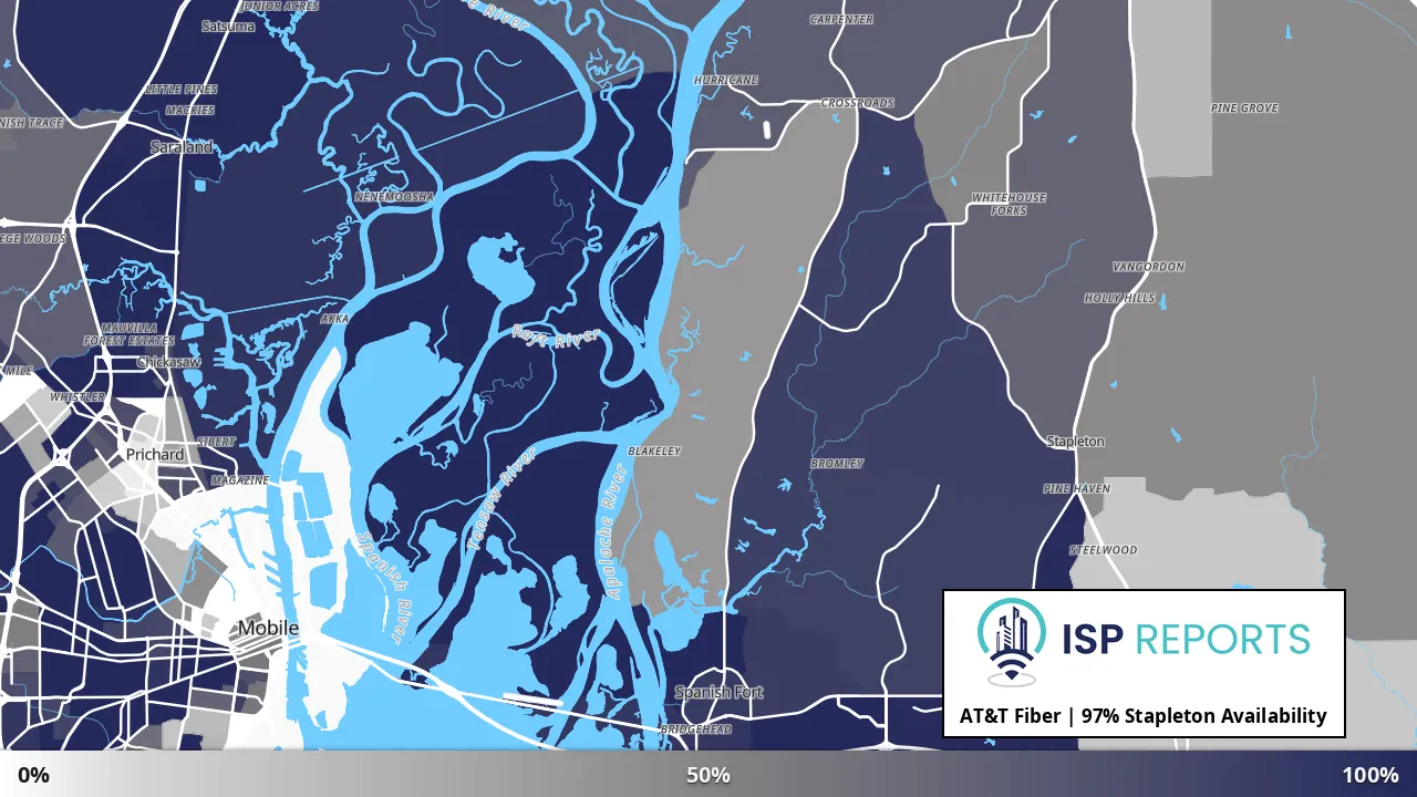 Stapleton, AL map of internet availability
