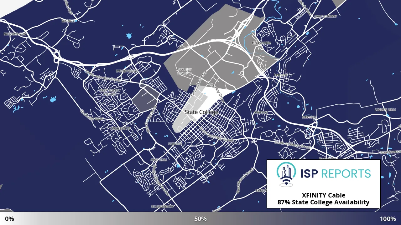 State College, PA map of internet availability