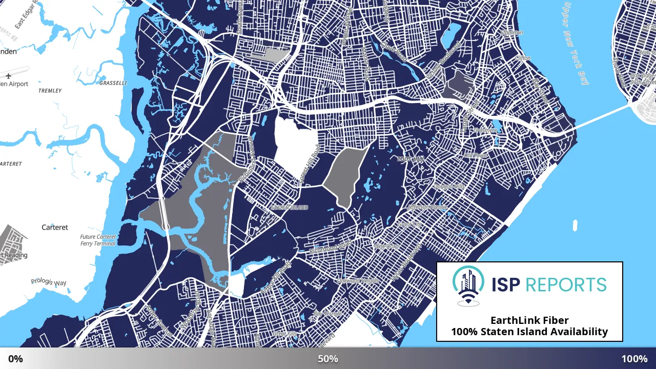 Staten Island, NY map of internet availability