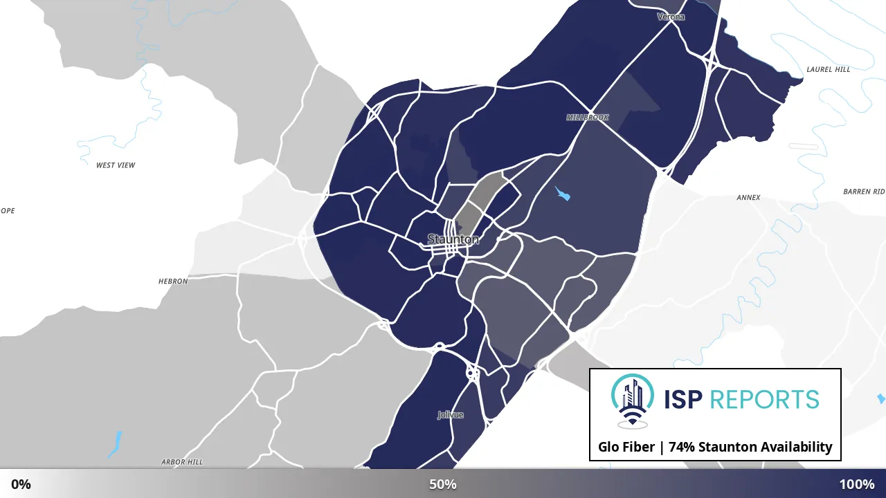 Staunton, VA map of internet availability