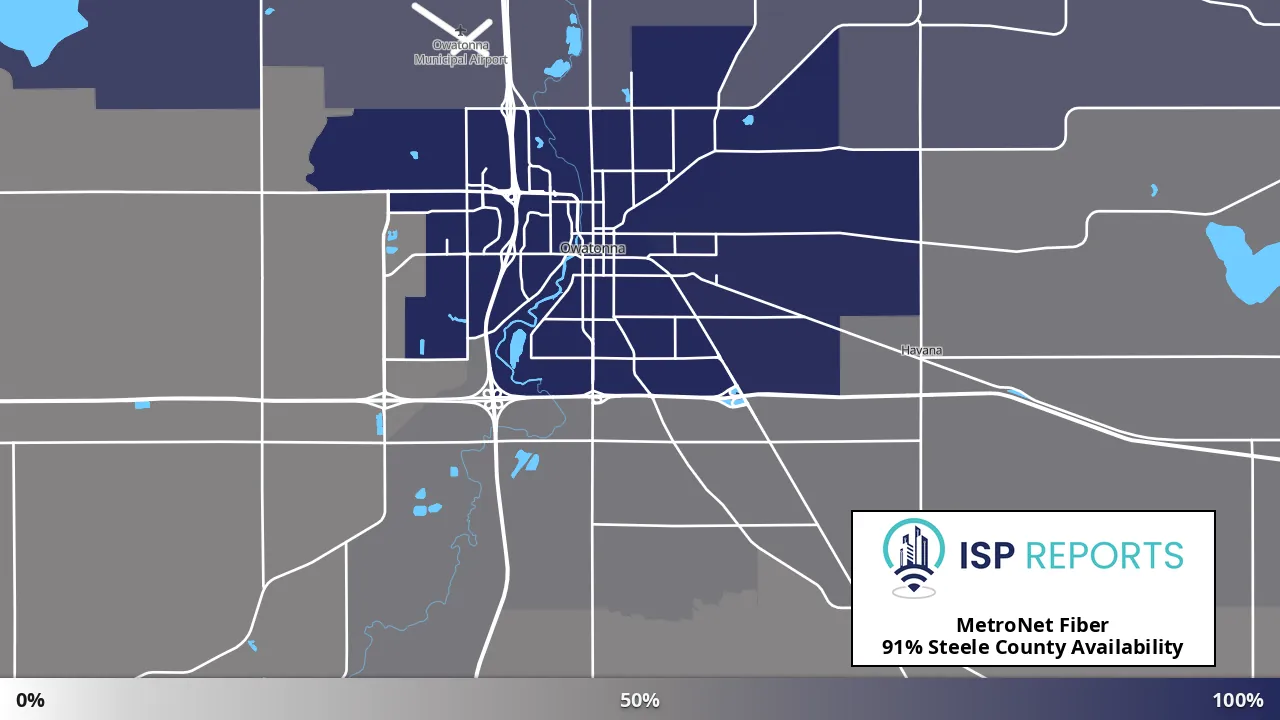 Steele County, MN map of internet availability