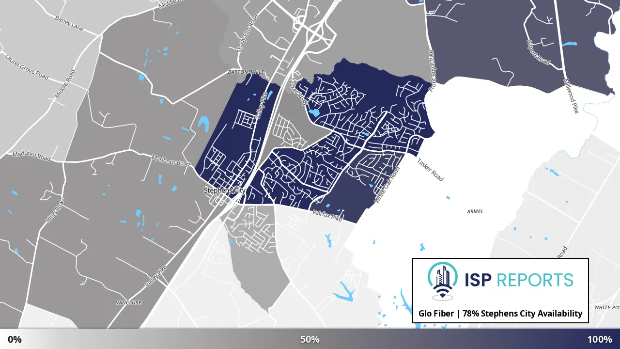 Stephens City, VA map of internet availability
