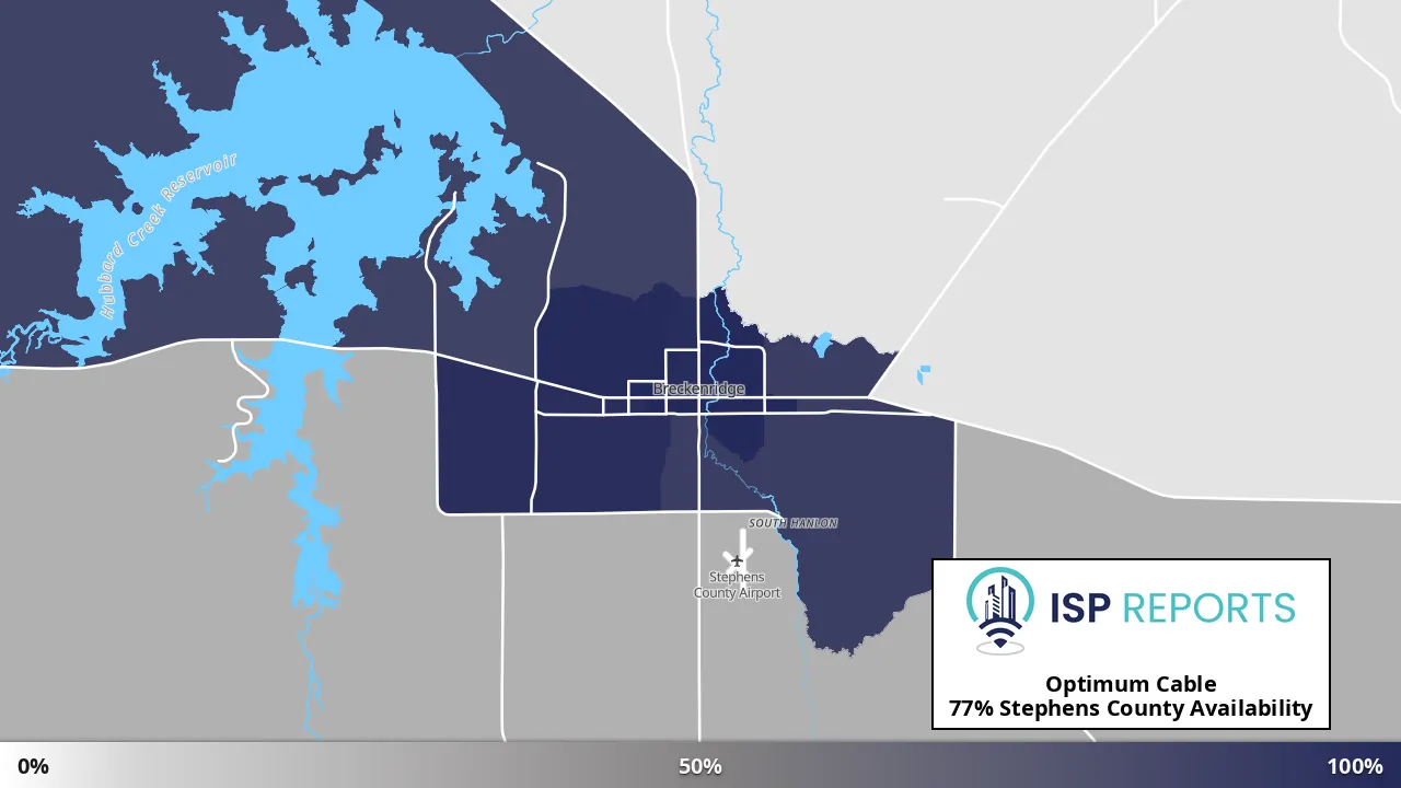 Stephens County, TX map of internet availability