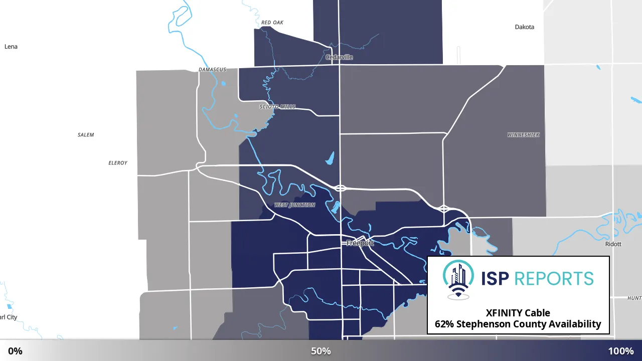 Stephenson County, IL map of internet availability